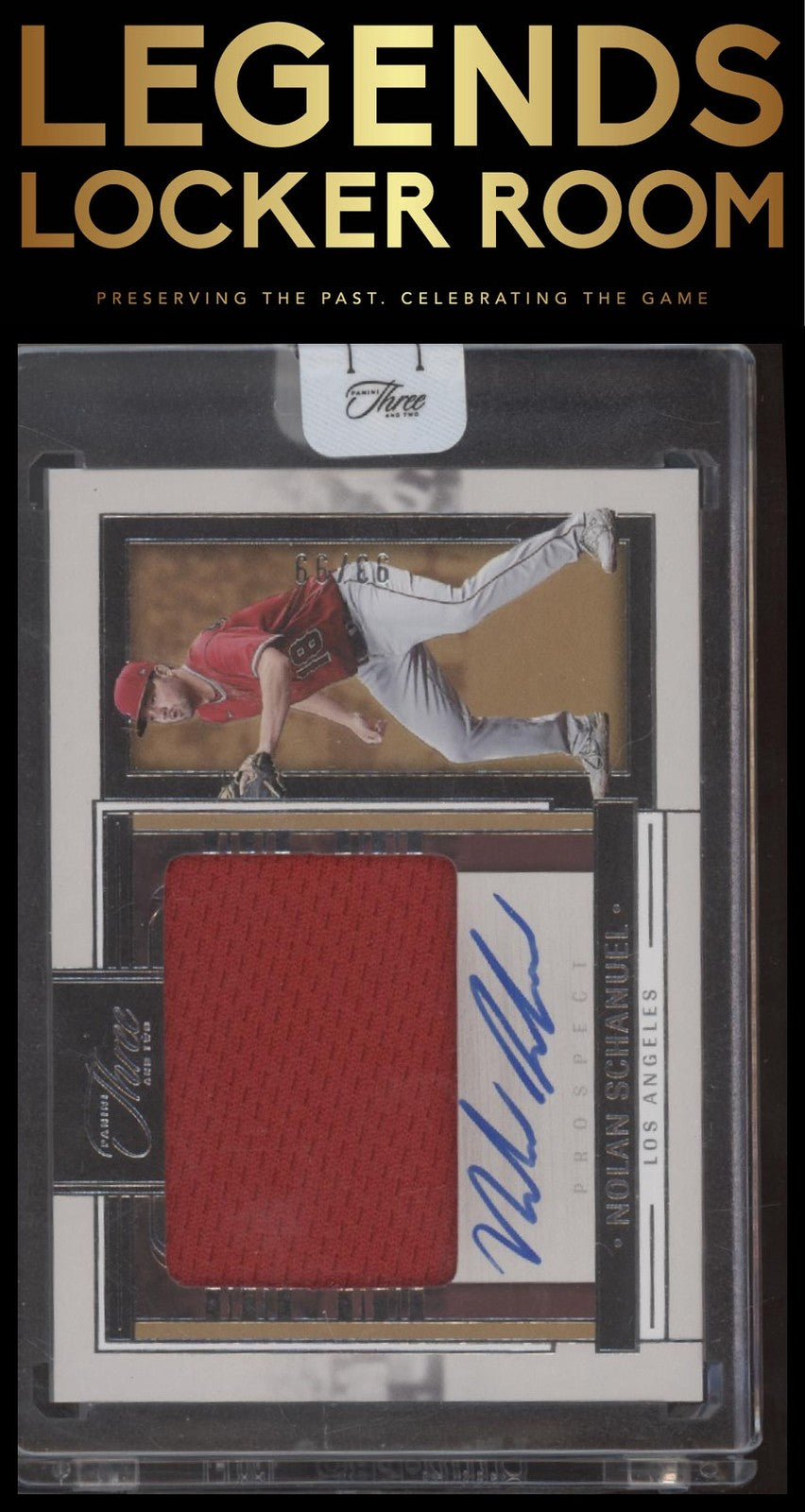 NOLAN SCHANUEL 2024 PANINI THREE AND TWO BASEBALL PATCH AUTO /99 ANGELS