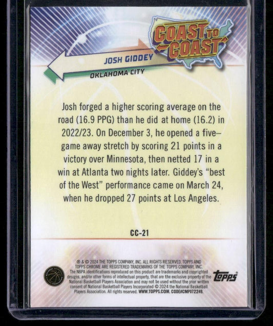 2023-24 Topps Chrome #CC-21 Josh Giddey Coast to Coast