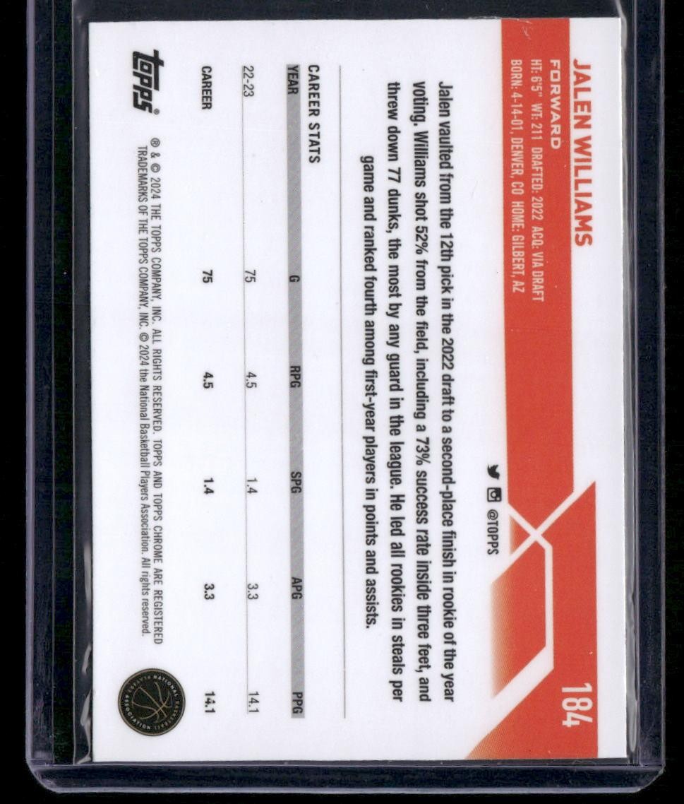 2023-24 Topps Chrome #184 Jalen Williams