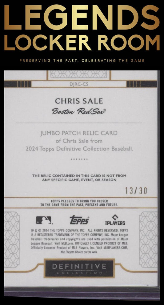2024 Topps Definitive Collection Chris Sale Jumbo Relic Collection Blue #/30