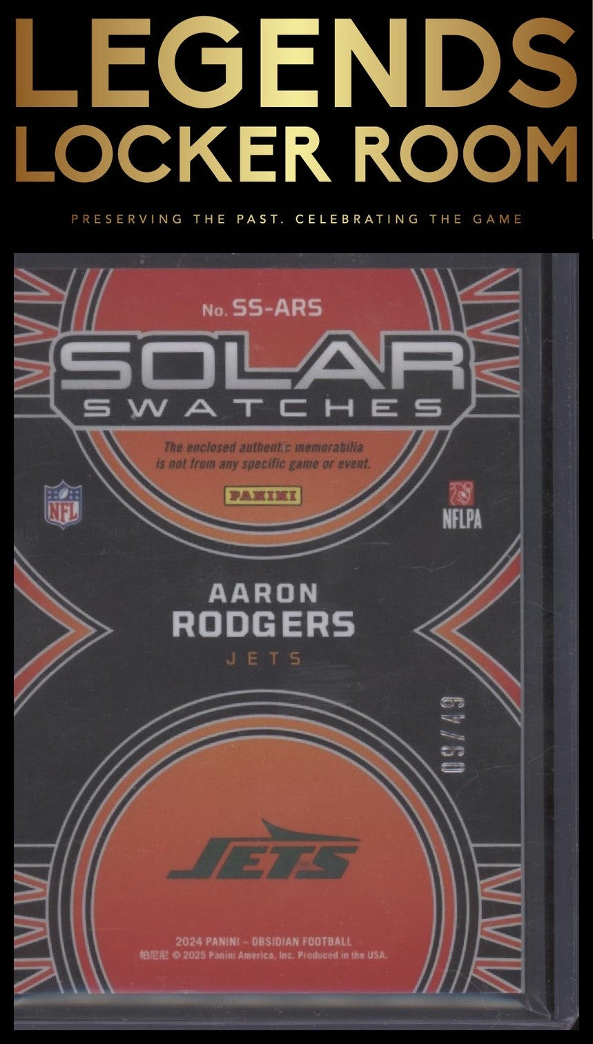 2024 Panini Obsidian - Solar Swatches Purple #14 Aaron Rodgers #/49