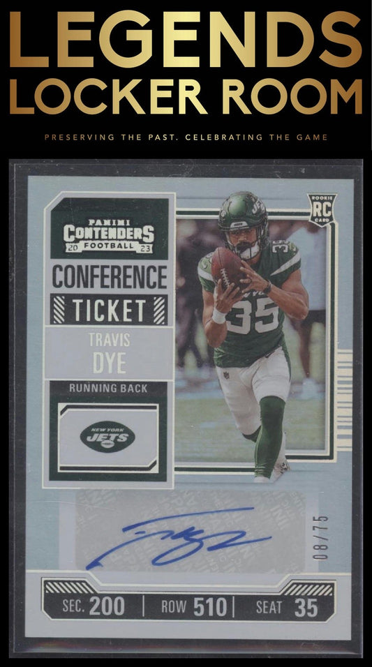 2023 Panini Contenders #262 Travis Dye Conference Ticket Auto #/75