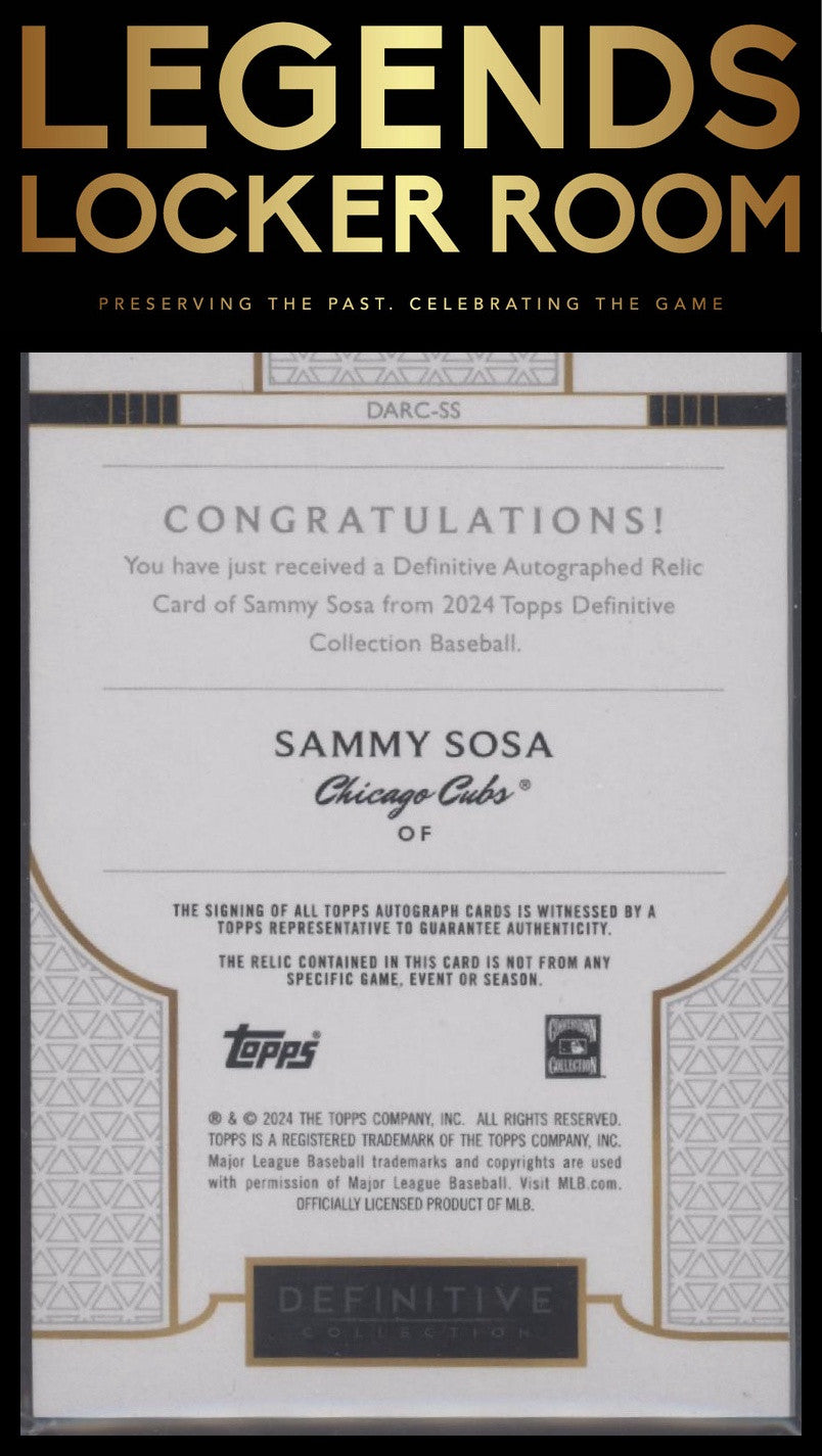 2024 Topps Definitive Collection Sammy Sosa Autograph Relics Green #/10