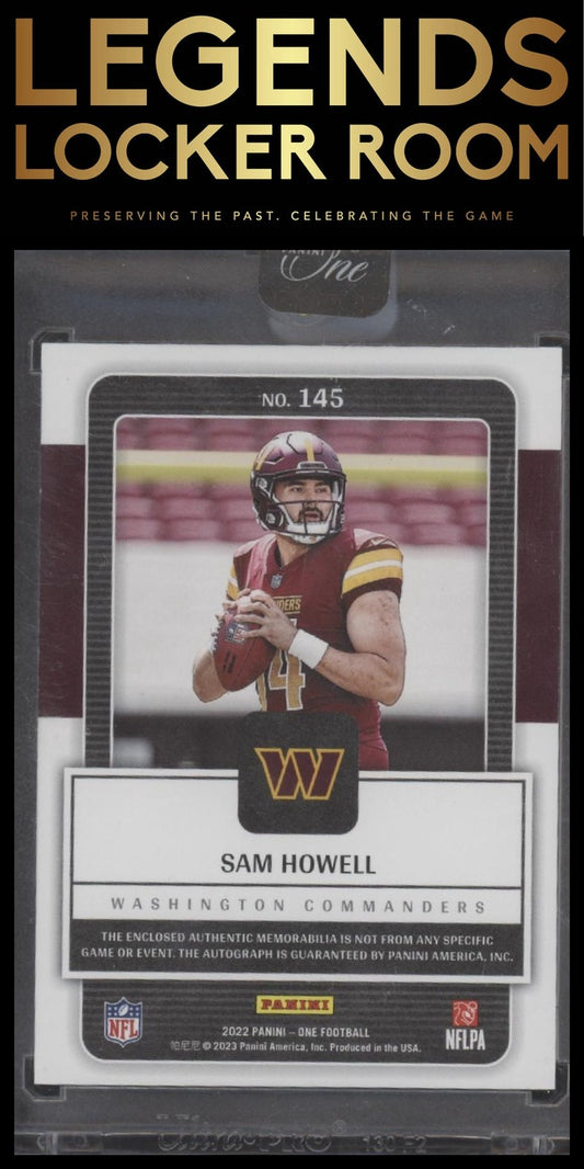 2023 Panini One Sam Howell 2022 Panini One Premium Rookie Patch Auto /99