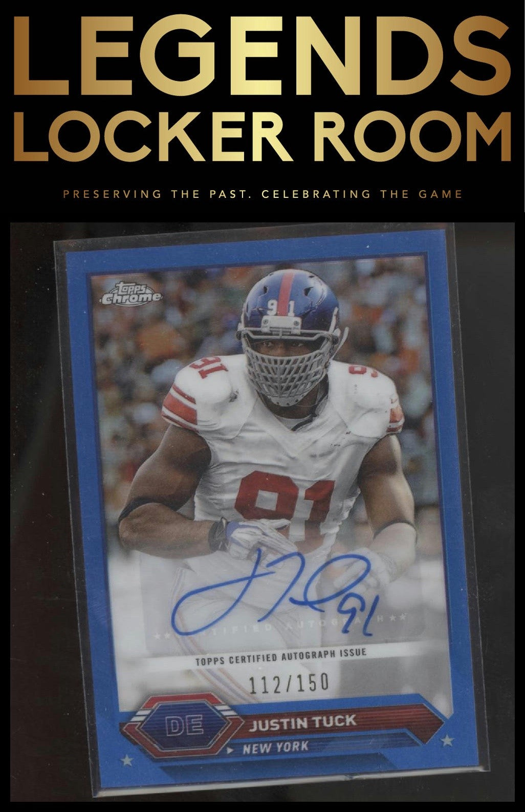 2023 Topps Composite #TCA-JT Justin Tuck Topps Chrome Autographs Blue #/150