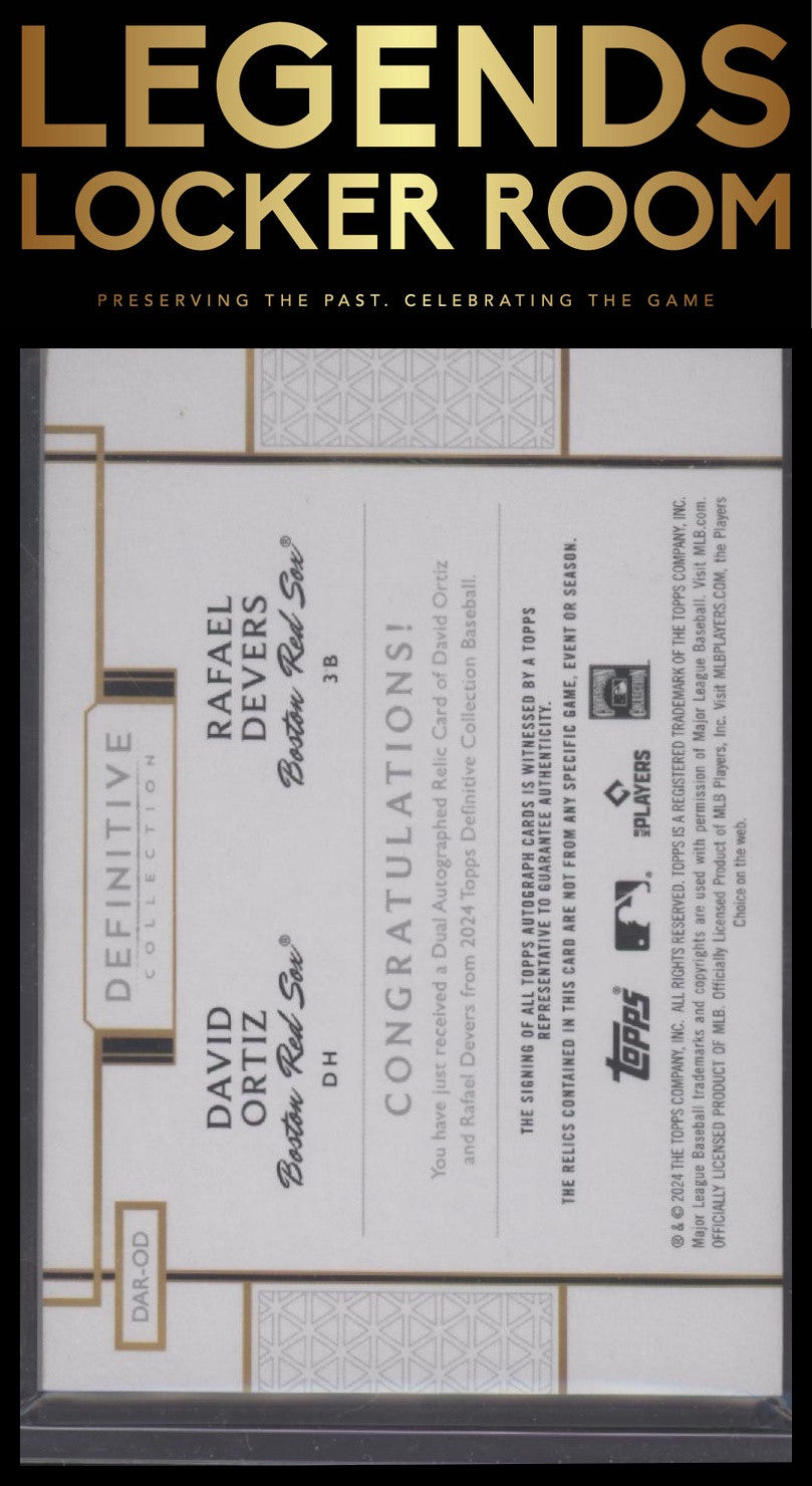 2024 Topps Definitive David Ortiz Rafael Devers Dual Auto Relic Card /10 Red Sox