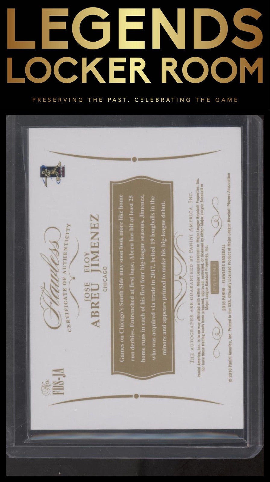 2018 Panini Flawless Eloy Jimenez / Jose Abreu Flawless Dual Auto /20