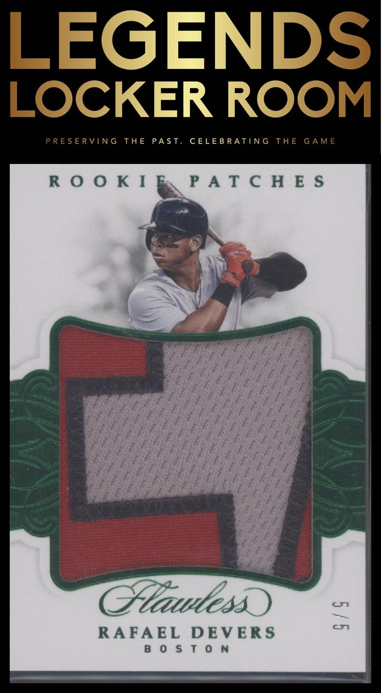 2018 Panini Flawless #RP-RD Rafael Devers Rookie Patches Emerald 5/5
