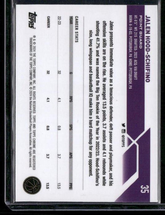 2023-24 Topps Chrome #35 Jalen Hood-Schifino