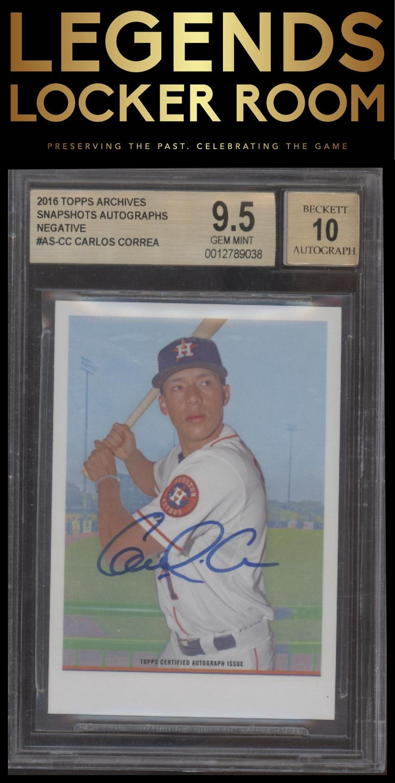 2016 Topps Archives Snapshots Carlos Correa Autographs Negative BGS 9.5 #/5