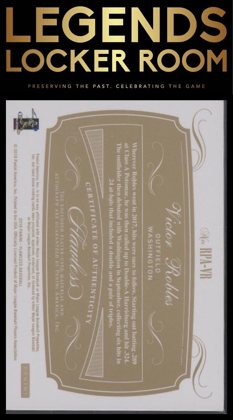 2018 Panini Flawless #RPA-VR Victor Robles Rookie Patch Autographs Black #/1