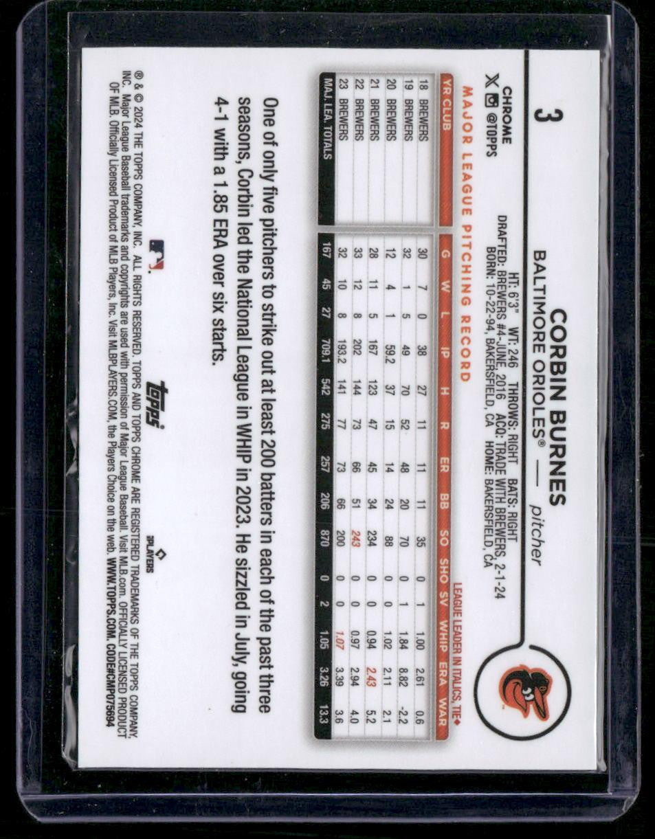 2024 Topps Chrome #3 Corbin Burnes