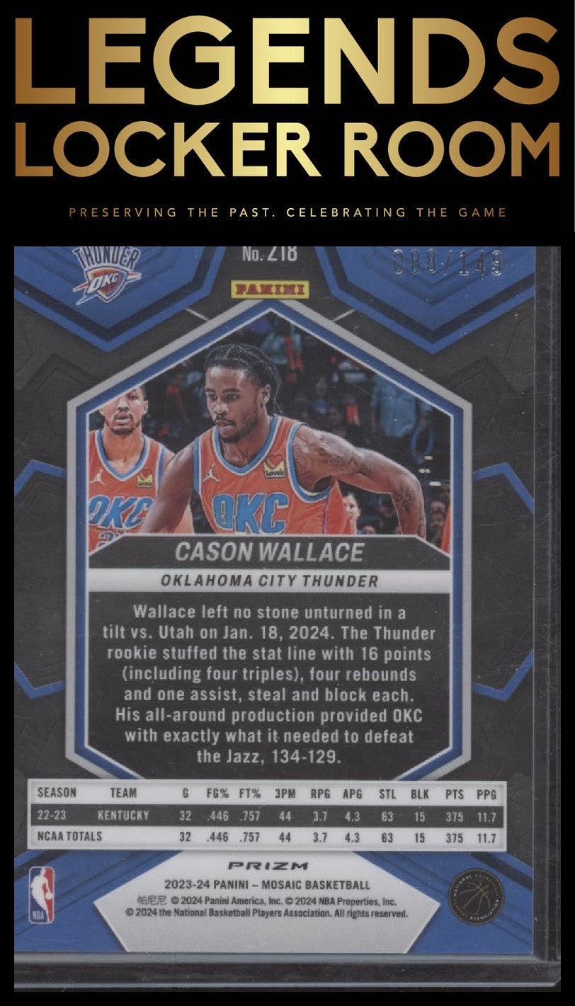 2023-24 Panini Mosaic #218 Cason Wallace Pink #/149