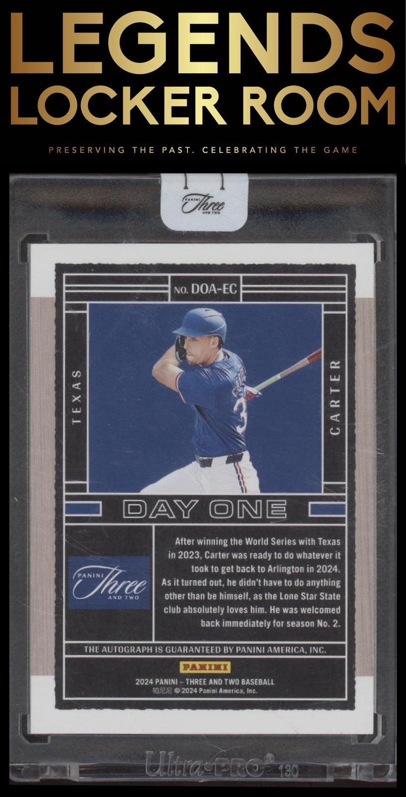 2024 Panini Three & Two Evan Carter Day One Rookie Auto 01/10 First on Print