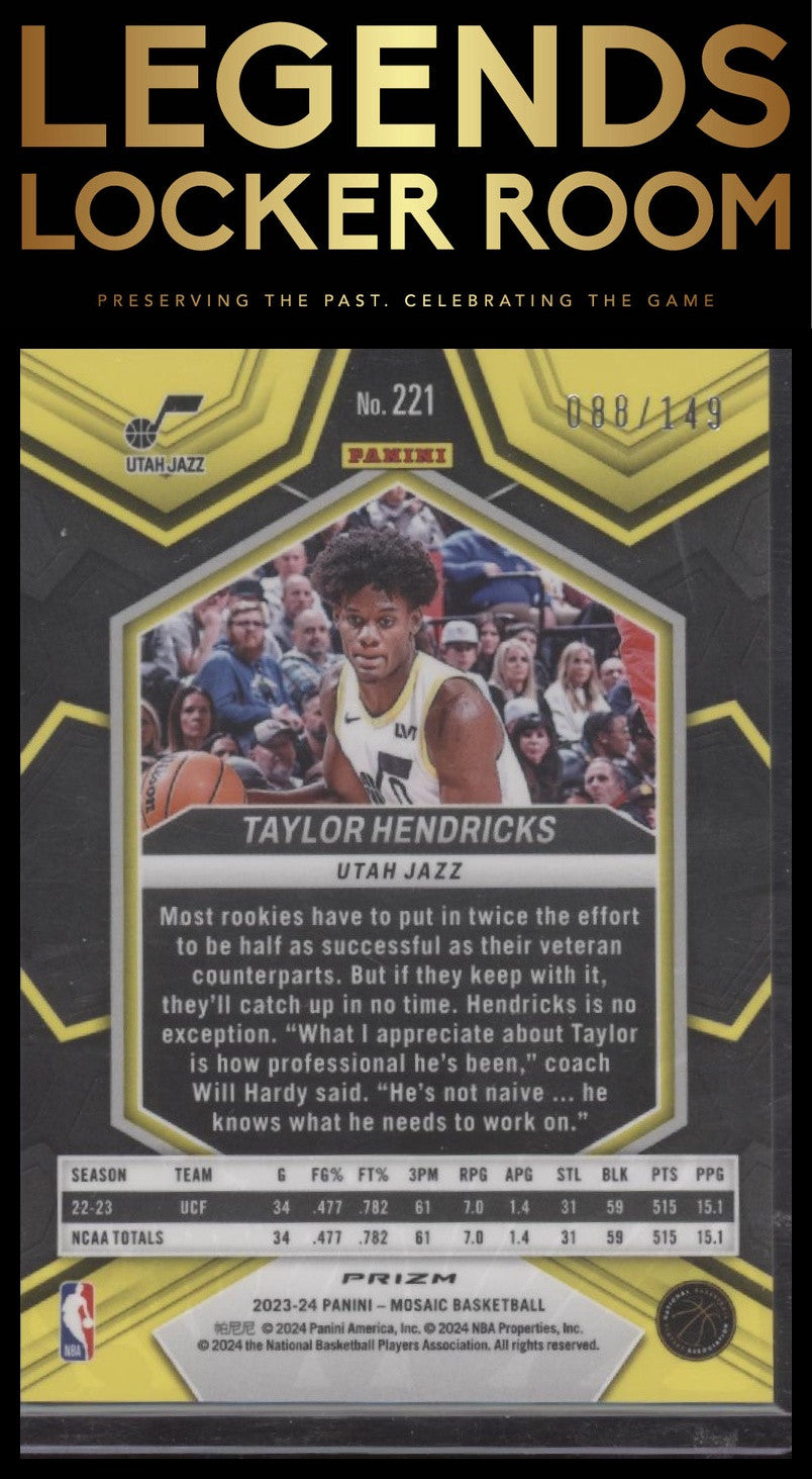 2023-24 Panini Mosaic #221 Taylor Hendricks Pink #/149