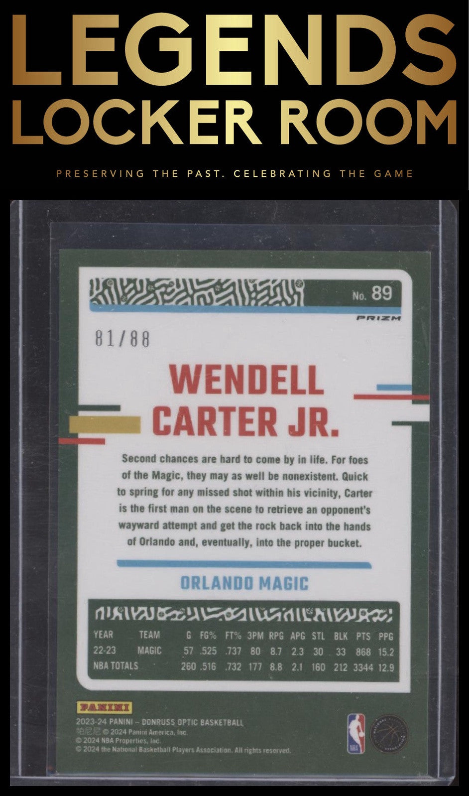2023-24 Donruss Optic #89 Wendell Carter Jr. Choice Red #/88