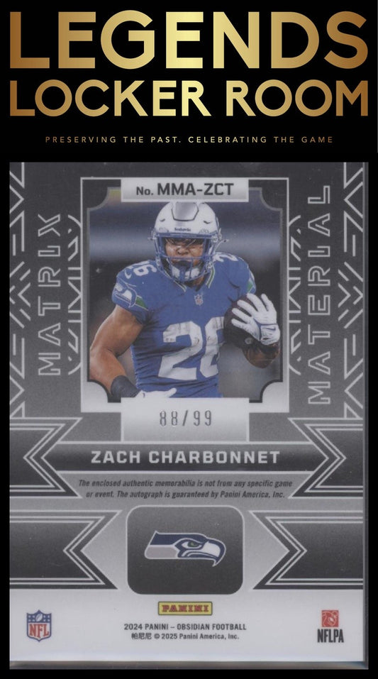 2024 Panini Obsidian - Matrix Material Autographs Silver #6 Zach Charbonnet #/99
