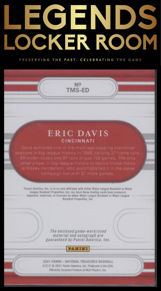 2021 National Treasures Eric Davis Treasured Material Signatures Holo Gold #/25