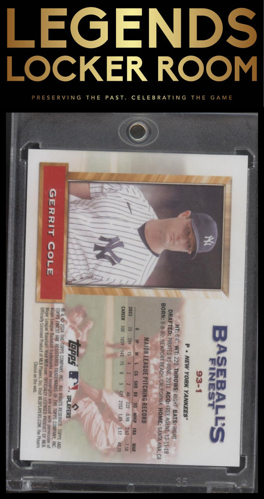 2024 Finest Gerrit Cole What If... 1993 Finest Prototypes Blue Refractors #/99