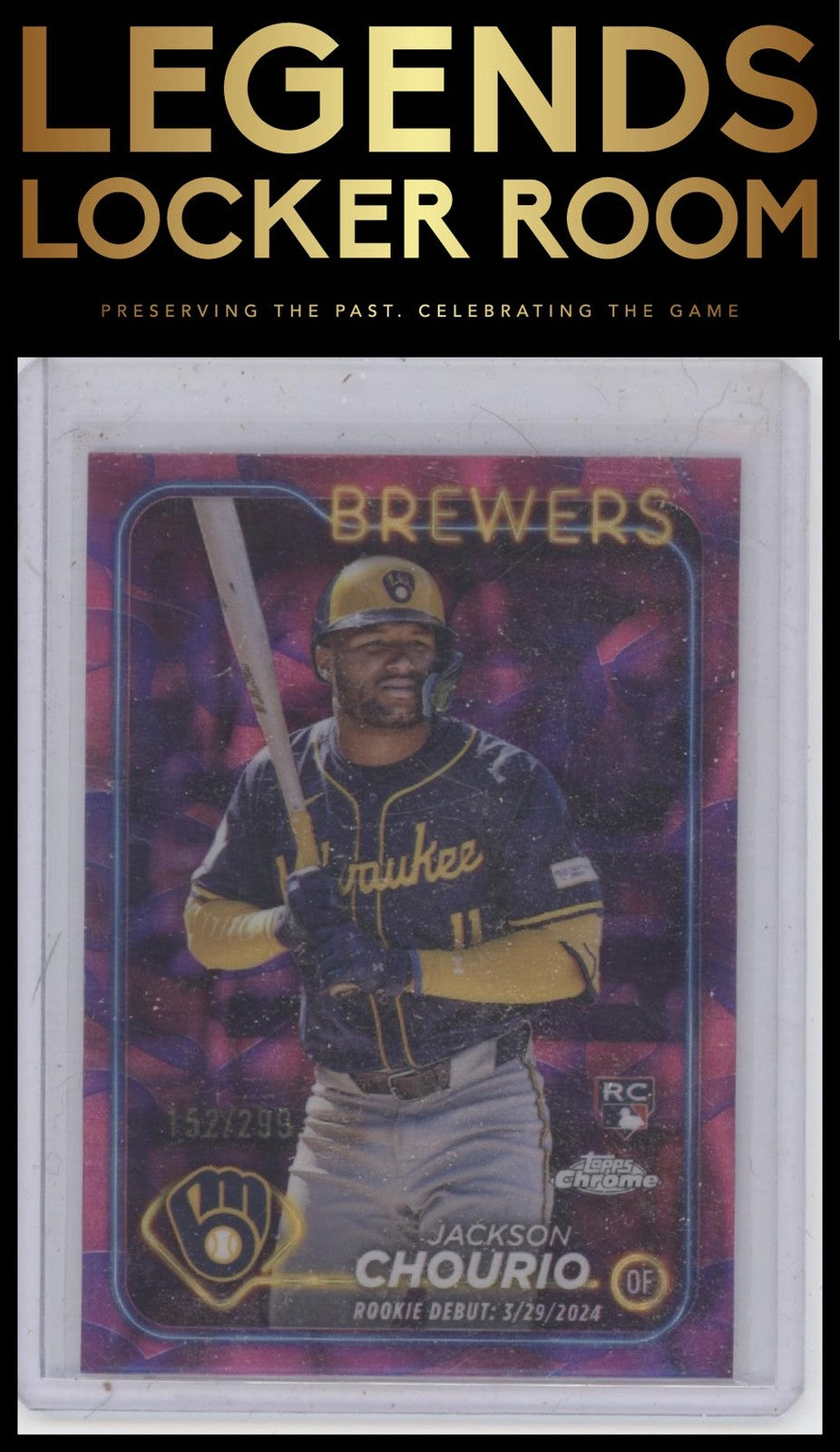 2024 Topps Chrome Update Jackson Chourio Magenta Lamp Refractors /299