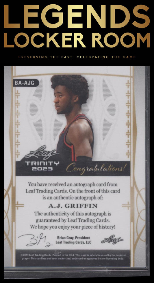 2023 Leaf Trinity #BA-AJG A.J. Griffin Gold #/35