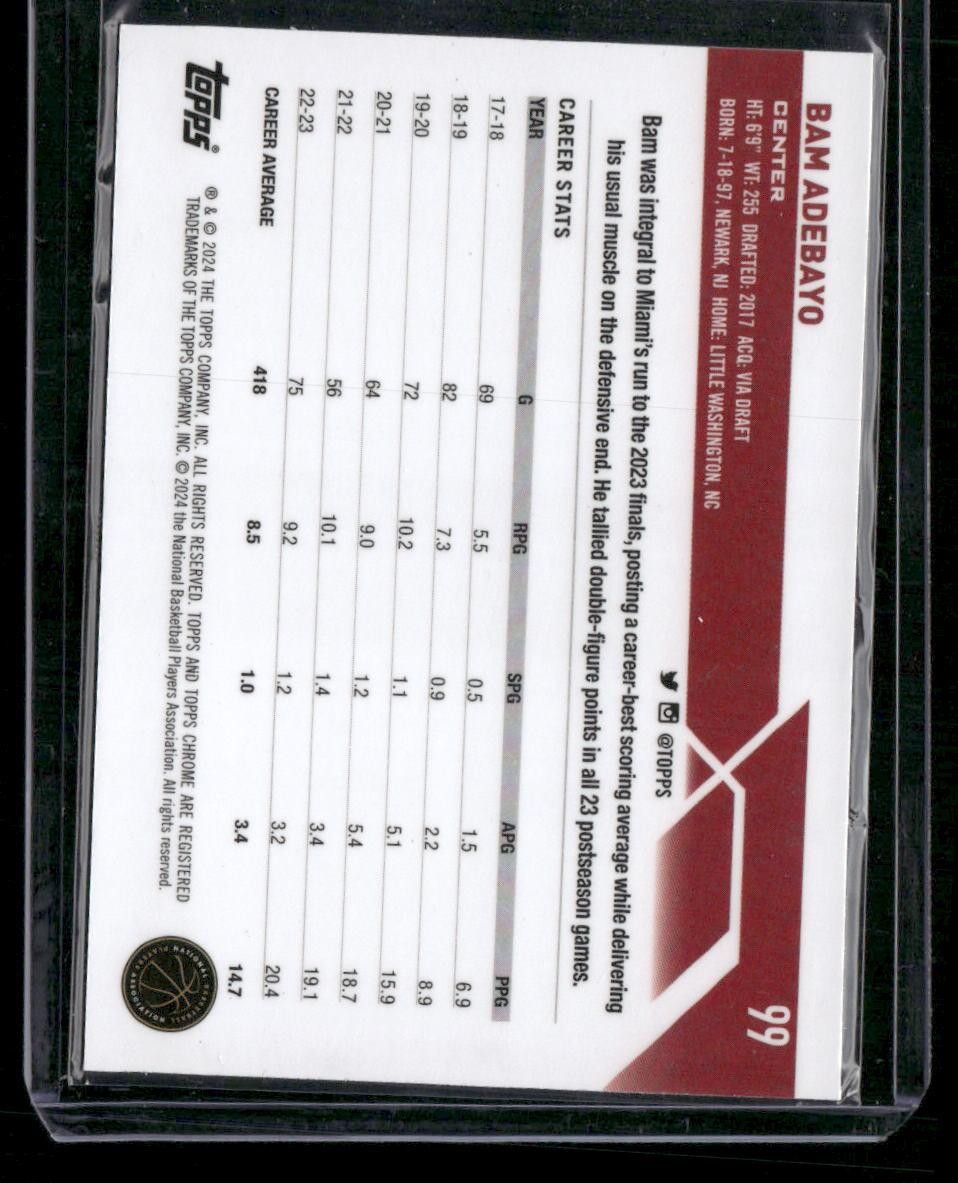 2023-24 Topps Chrome #99 Bam Adebayo