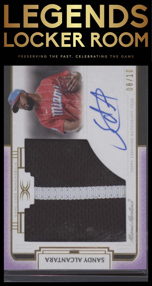 2024 Topps Definitive Collection Sandy Alcantara Base Auto Relic Purple #/10