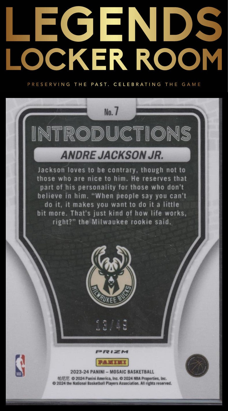 2023-24 Panini Mosaic #7 Andre Jackson Jr. Introductions Mosaic Orange #/49