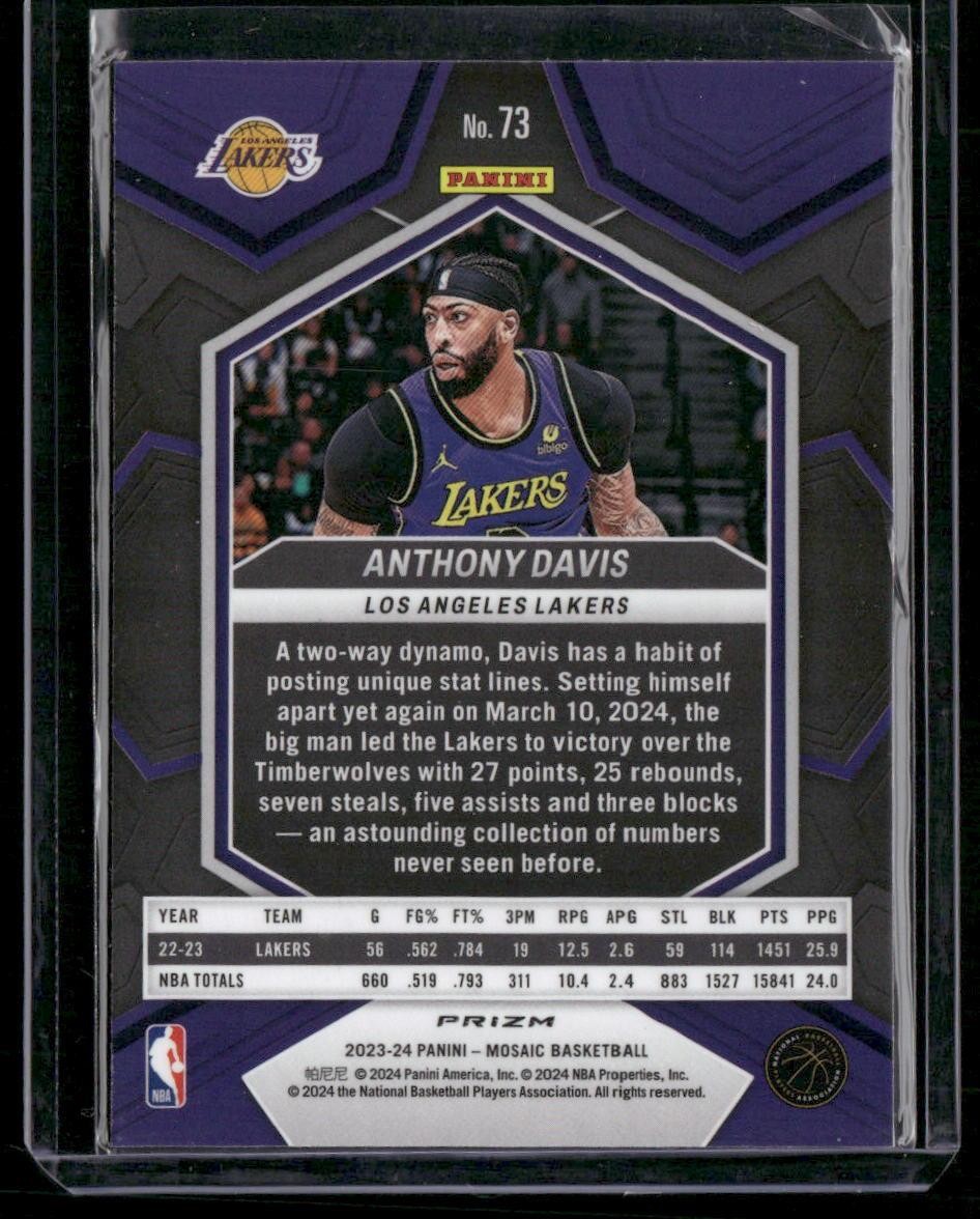 2023-24 Panini Mosaic #73 Anthony Davis Silver