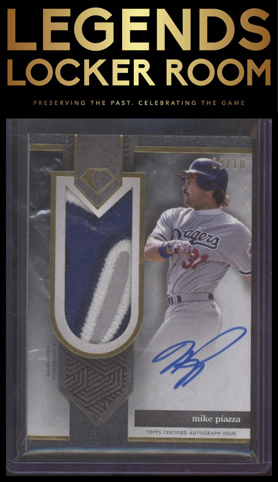 2024 Topps Diamond Icons #AJP-MP Mike Piazza Autograph Jumbo Patches Black #/10