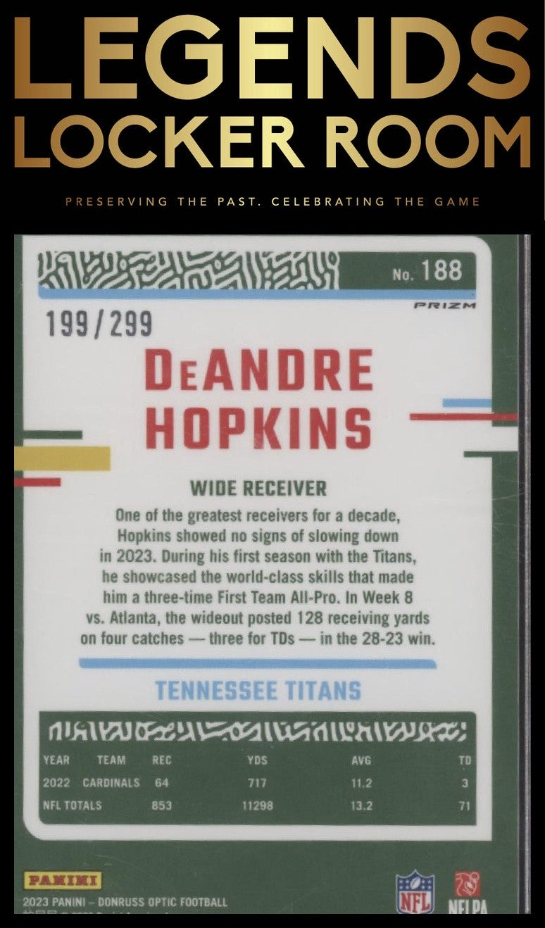 2023 Donruss Optic #188 DeAndre Hopkins Aqua #/299