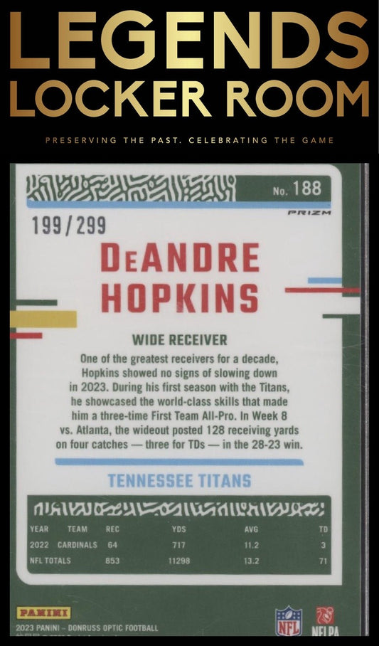 2023 Donruss Optic #188 DeAndre Hopkins Aqua #/299