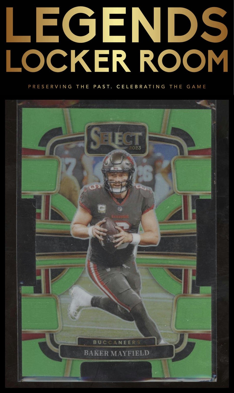 2023 Panini Select #92 Baker Mayfield Neon Green Prizms Die Cuts #/599