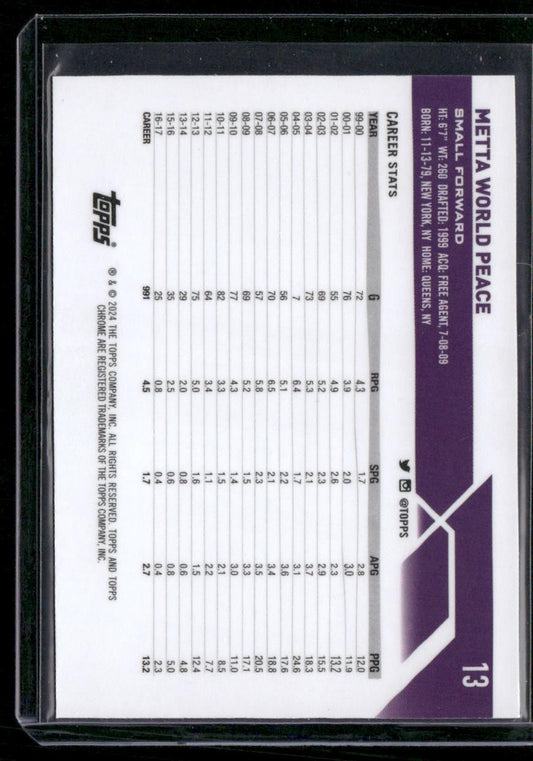 2023-24 Topps Chrome #13 Metta World Peace