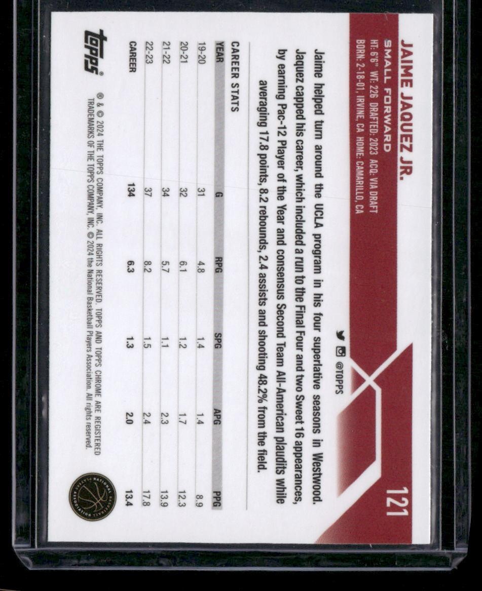 2023-24 Topps Chrome #121 Jaime Jaquez Jr.
