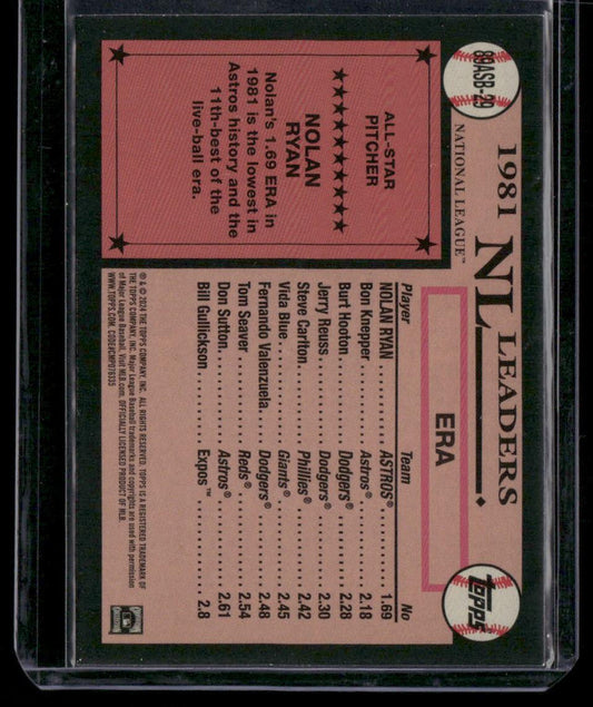 2024 Topps #89ASB-29 Nolan Ryan 1989 Topps Baseball 35th Anniversary All-Stars