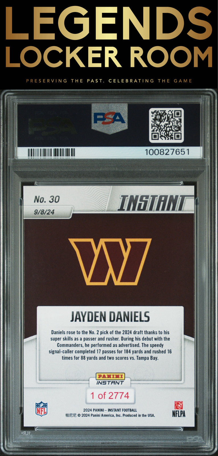 2024 Panini Instant Nfl #30 Jayden Daniels PSA 10