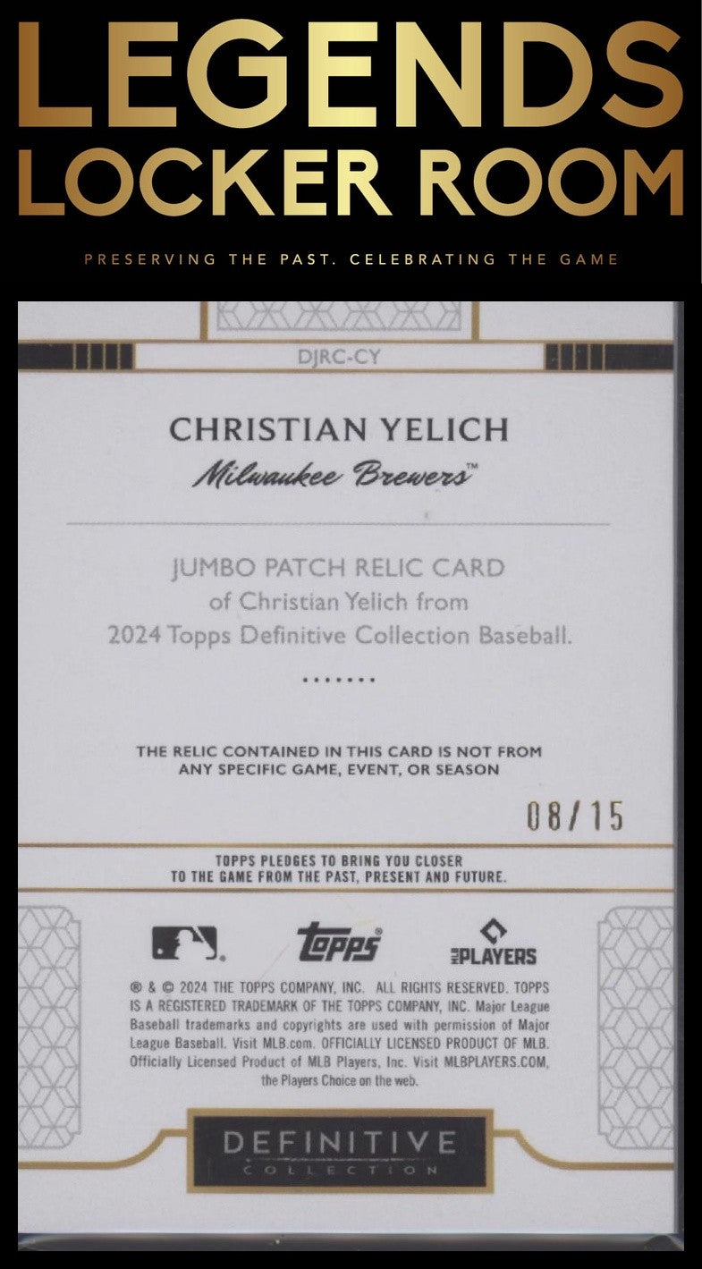 2024 Topps Definitive Collection Christian Yelich Jumbo Relic Green /15