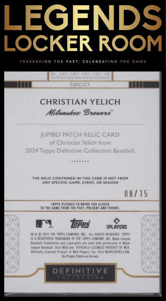 2024 Topps Definitive Collection Christian Yelich Jumbo Relic Green /15