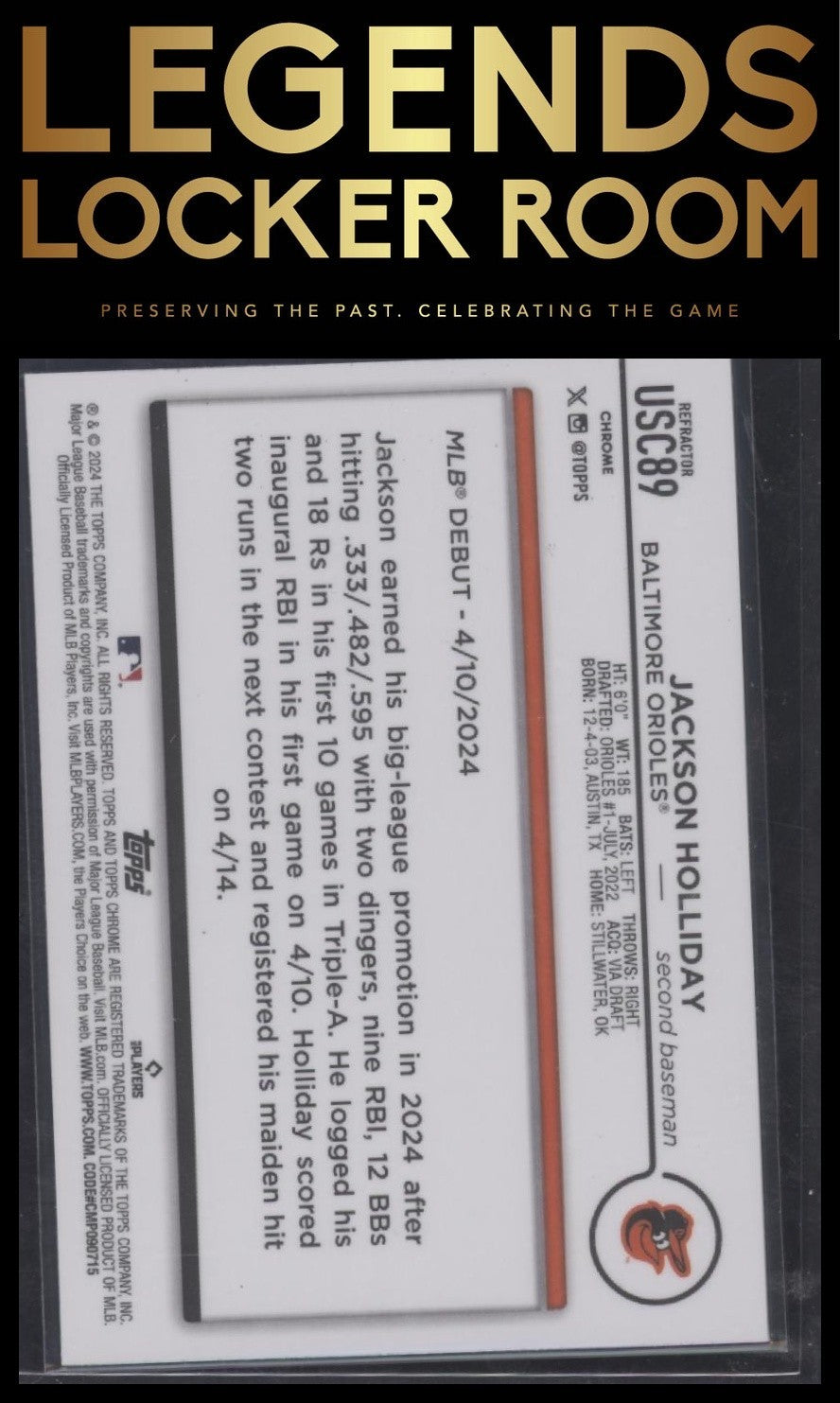 2024 Topps Chrome Update #USC89 Jackson Holliday Refractors