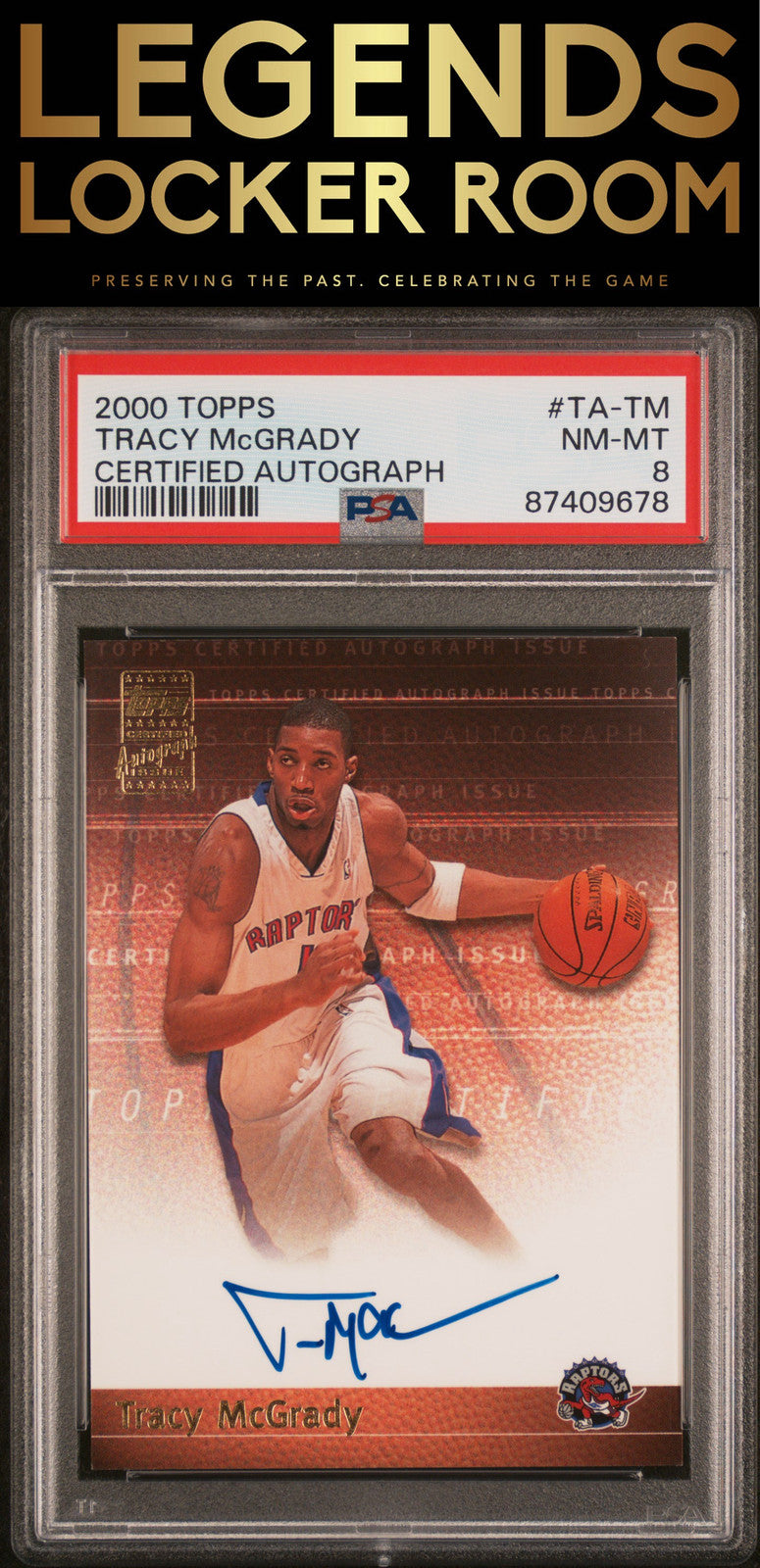 2000 Topps Certified Autograph #TA-TM Tracy Mcgrady Certified Autograph PSA 8