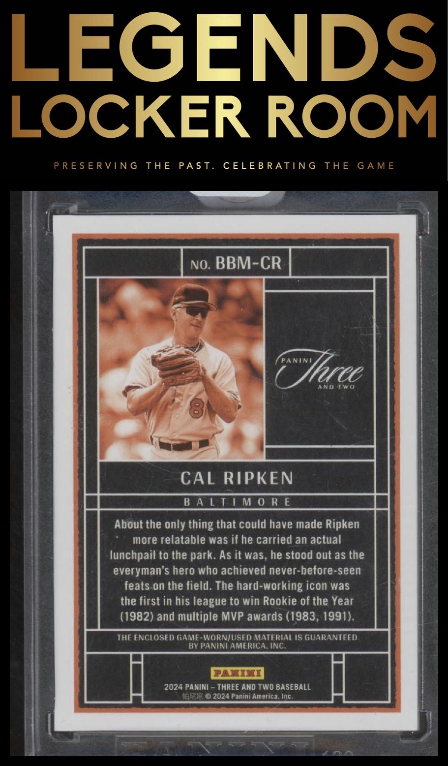 2024 Panini Three and Two Cal Ripken Baseball's Best Memorabilia Blue #/15