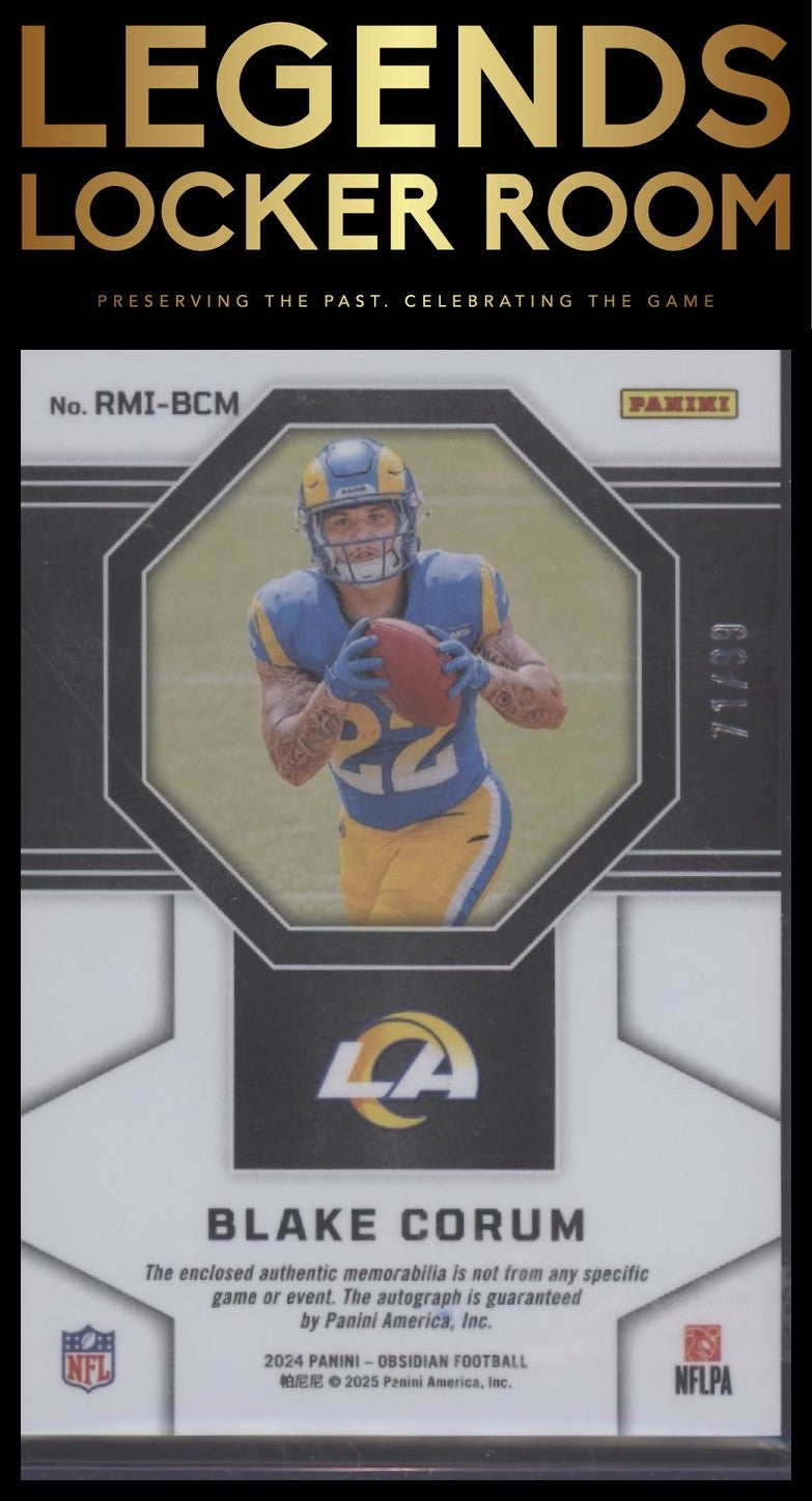 2024 Panini Obsidian Blake Corum Rookie Material Ink /99