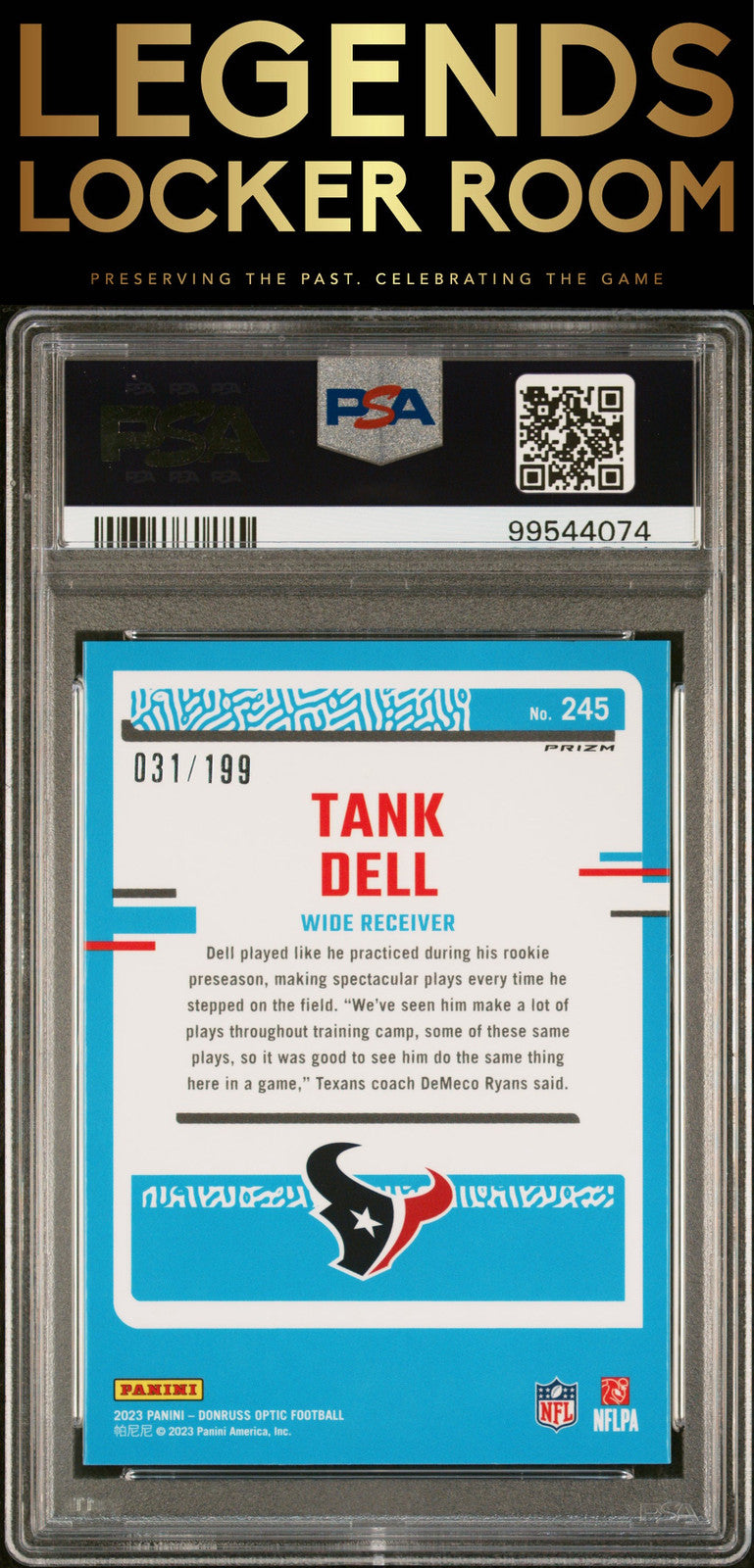 2023 Panini Donruss Optic #245 Tank Dell Blue PSA 10