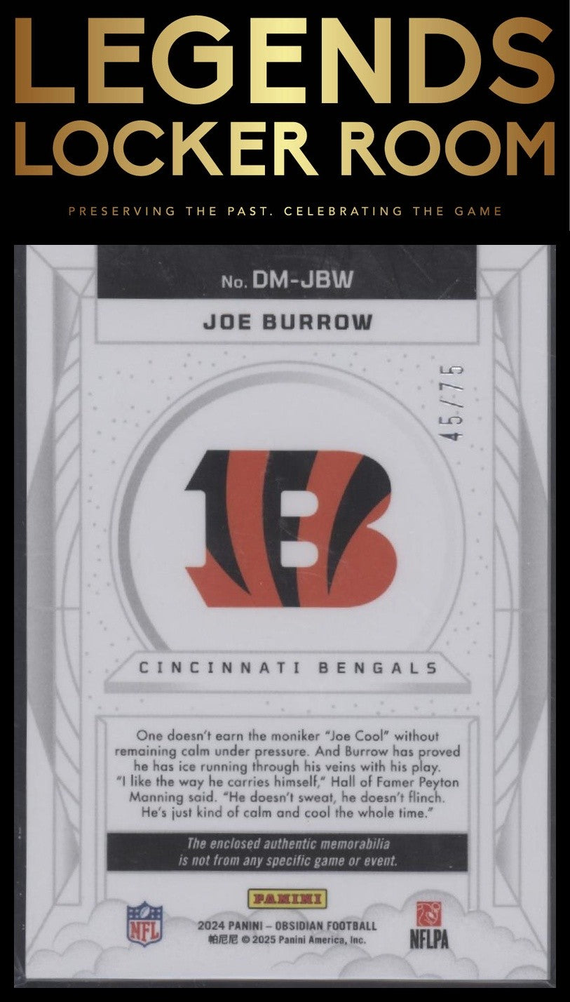 2024 Panini Obsidian - Dusk Memorabilia Red #DM-JBW Joe Burrow #/75
