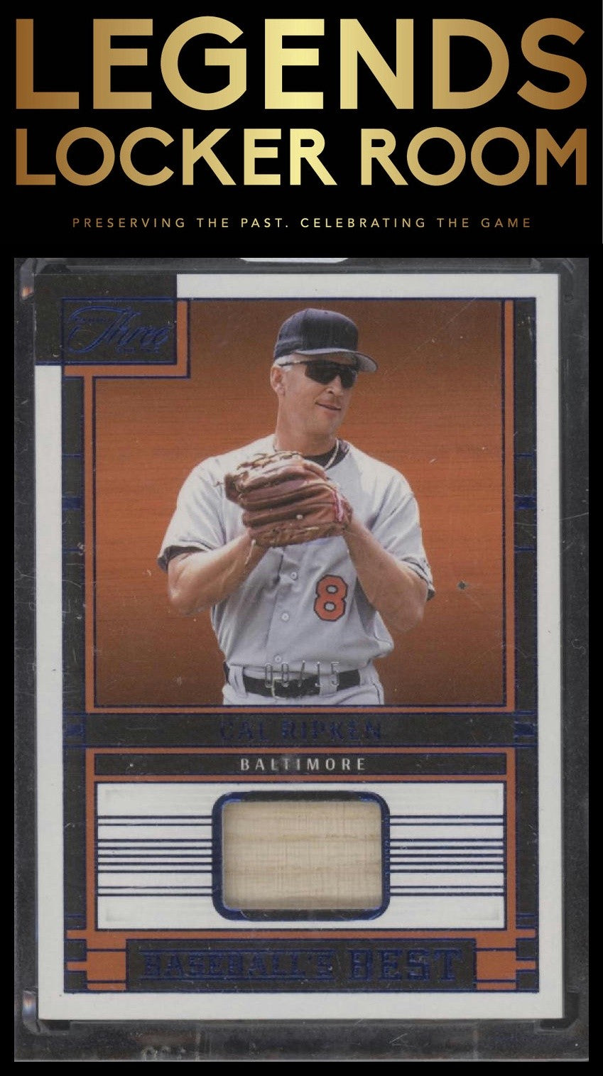 2024 Panini Three and Two Cal Ripken Baseball's Best Memorabilia Blue #/15