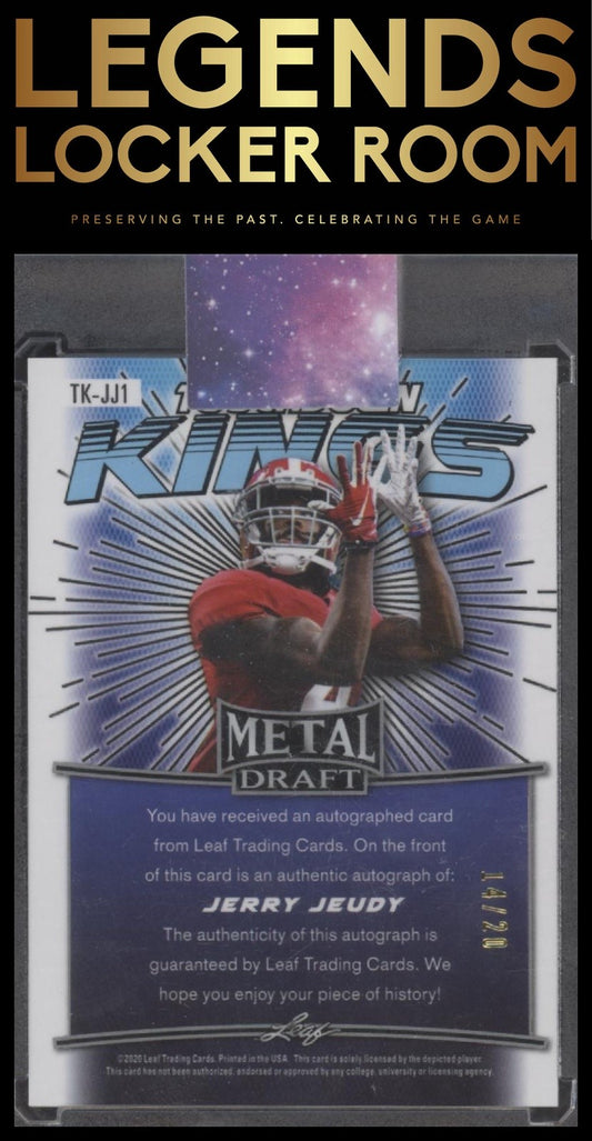 2020 Leaf Metal Draft Jerry Jeudy Touchdown Kings Auto Wave Blue /20