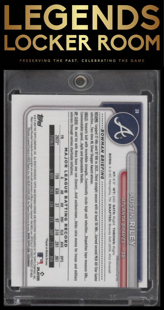 2024 Bowman Chrome #28 Austin Riley Wave Refractors #/100