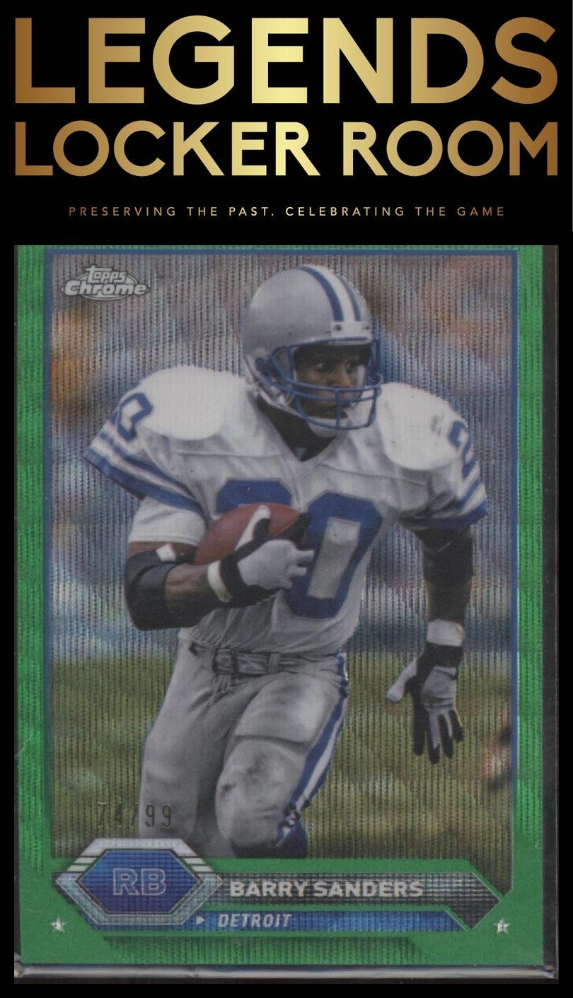 2023 Topps Composite #9 Barry Sanders Topps Chrome Green Wave Refractor #/99