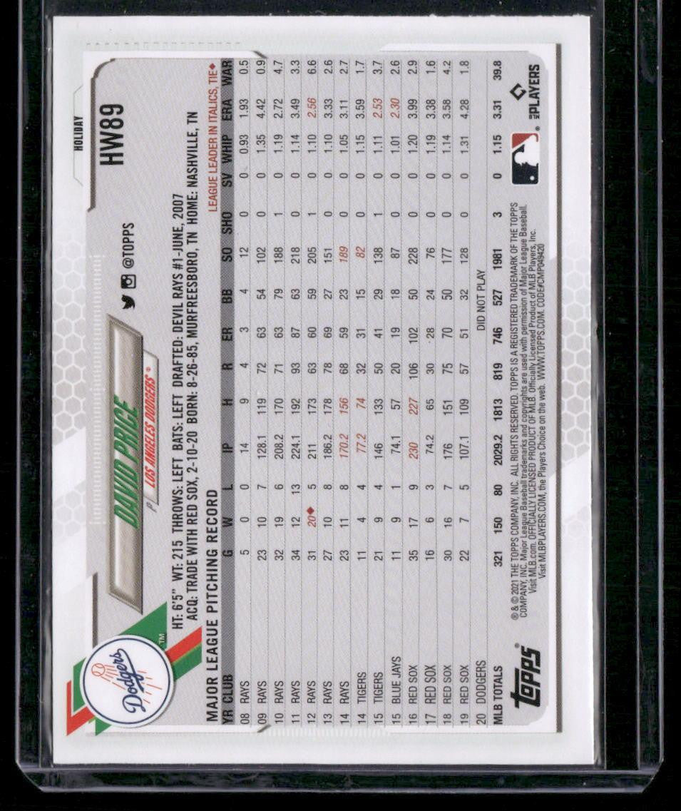 2021 Topps Holiday #HW89 David Price Metallic Holiday